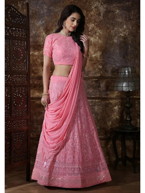 Light Pink Embroidery Lehenga