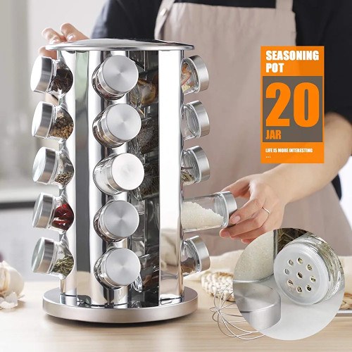 20 pc rotating glass spice jar
