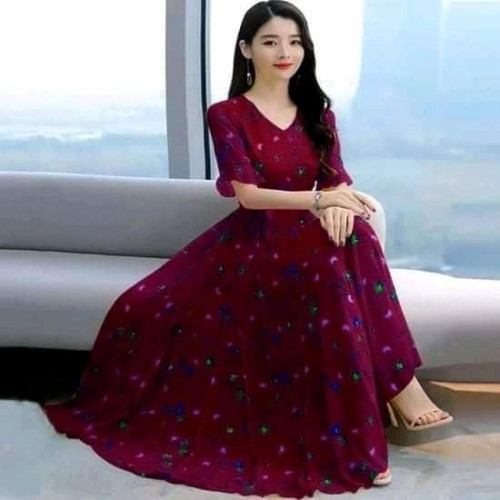 Summer Women Chiffon Dress Long Elegant Print Floral Party Dresses
