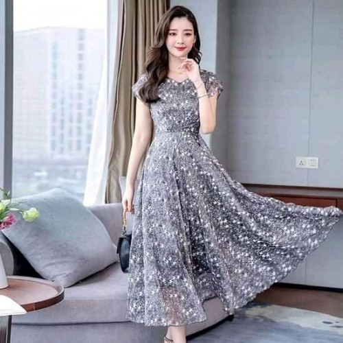 Summer Women Chiffon Dress Long Elegant Print Floral Party Dresses