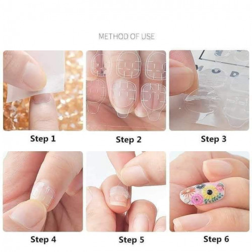 Double-side Glue Sticker Transparent Flexible Fake Nail Tips Adhesive Nail Glue Clear Sticker (6piece) 