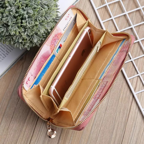 Simple Solid Color Women's Long Wallet Large-capacity Zipper Clutch Bag