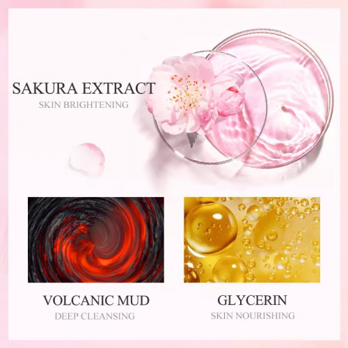 LAIKOU Japan Sakura Mud Face Mask Anti Wrinkle Night Facial Packs Skin Clean Dark Circle Moisturize Anti-Aging For Face