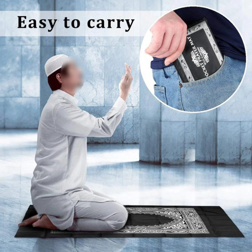 Portable Pocket Prayer Mat Jaynamaz With Qibla Direction Compass