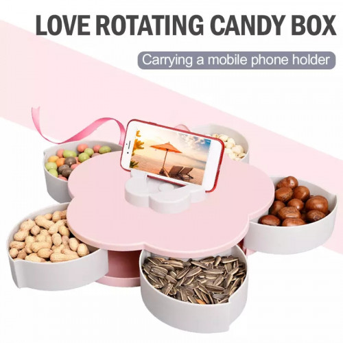 Pattern Rotation 2-layer Petal Candy Box Nut Case Snack Storage Box