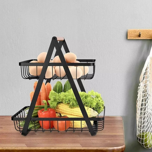 2-Tier Countertop Fruit Basket Storage, Kitchen Spice Rack Fruit Basket,