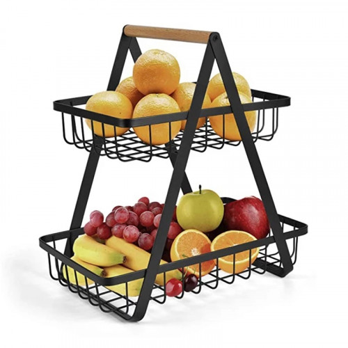 2-Tier Countertop Fruit Basket Storage, Kitchen Spice Rack Fruit Basket,