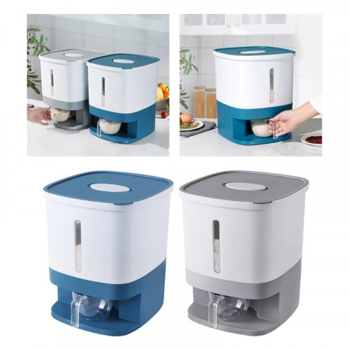 Large Capacity Automatic Cereal Dispenser Storage Box With Measuring Cup Kitchen Food Tank Rice Container