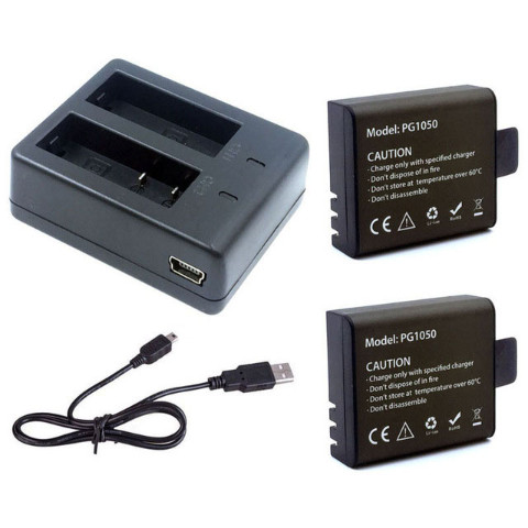 EKEN H9R SJCAM Battery + Dual Battery Charger PG1050 1050mAh SJ4000 SJ5000x Action Camera