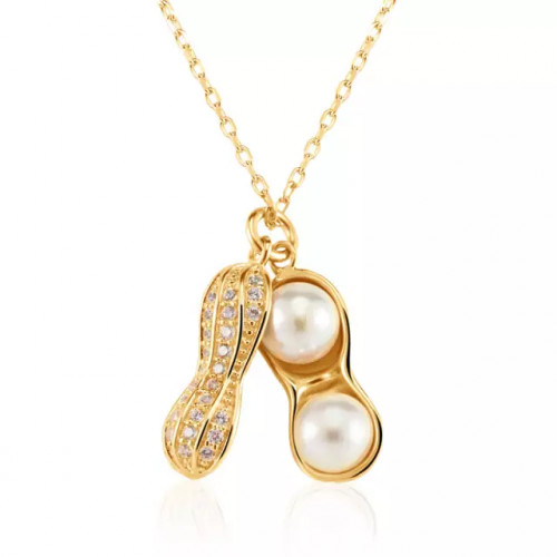 Women's Natural Freshwater Pearl Necklace Peanut Pendant