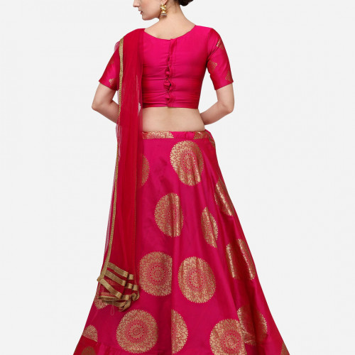 Pink Jacquard Banarasi Silk Lehenga Choli For Women 