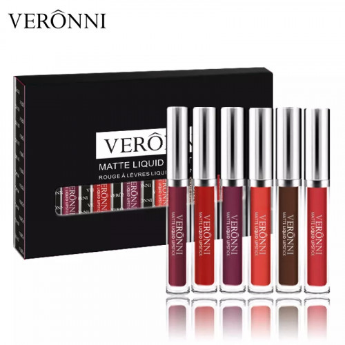 VERONNI Waterproof Matte Liquid Lipstick Set 6pcs