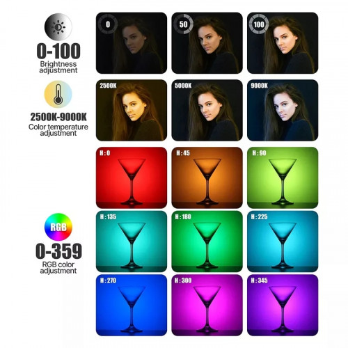 Ulanzi VIJIM VL120 RGB Video Light LED Camera Light Full Color 3100mAh Dimmable 2500K-9000K Bi-Color Panel Light Studio Lamp