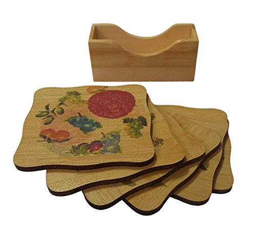 6 Pcs Natural Bamboo Coasters