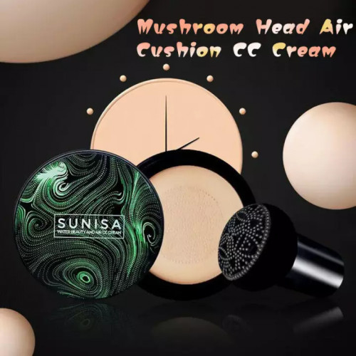 SUNISA Air CC Cream Foundation BB Cream with Mushroom Sponge Original Natural BB Cream