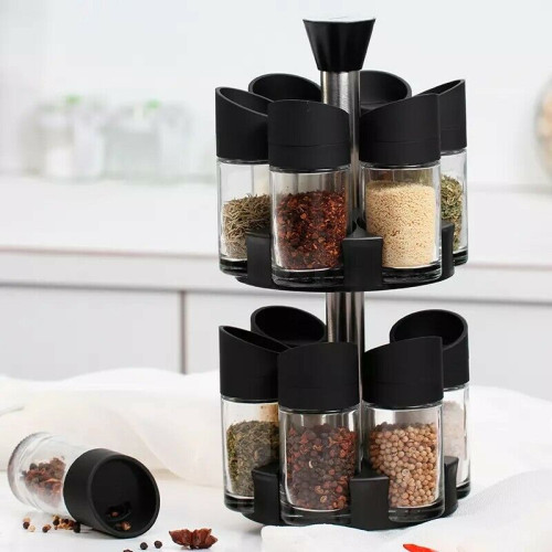 Spice Rack Set Of 12 Pieces Rotatable Tray