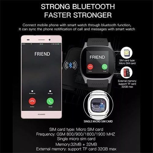 T8 SIM Memory And Camera Supported Smart Watch