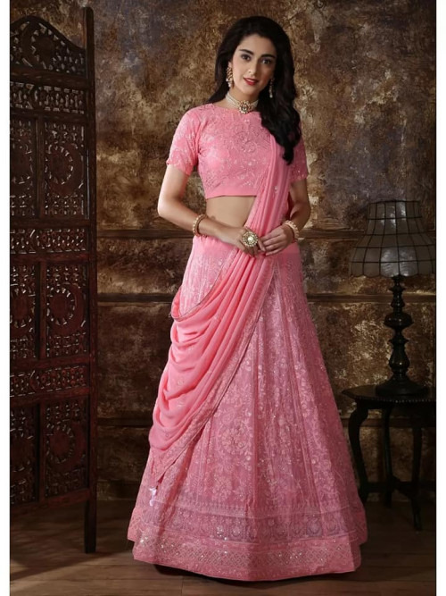 Light Pink Embroidery Lehenga