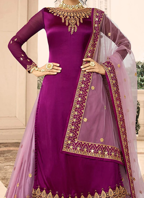 Purple Sharara Top Lehenga