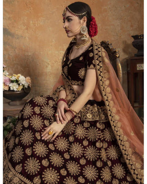 Maroon Bridal Lehenga Choli