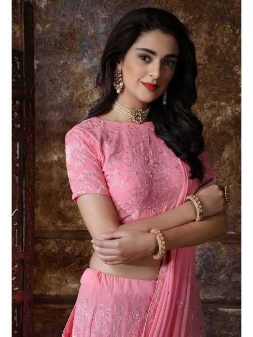 Light Pink Embroidery Lehenga