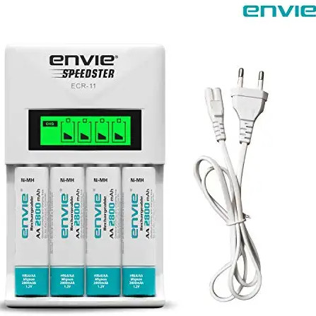 Envie ECR 11 Speedster LCD Charger For AA And AAA Ni-Mh Rechargeable Batteries (White)