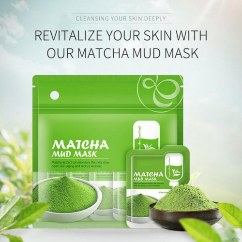 LAIKOU 12 Pcs Matcha Mud Mask Deep Cleansing Moisturizing Anti-aging Reduce Redness Face Mask