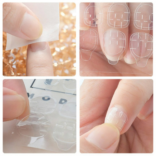 Double-side Glue Sticker Transparent Flexible Fake Nail Tips Adhesive Nail Glue Clear Sticker (6piece) 