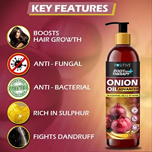 Positive Root Therapy plus Advance Red Onion Oil for Hair Growth with 18 Essential Oils & 37 Herbs, 200 ml