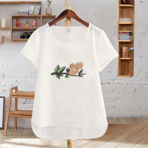 Fashionable Ladies Tops Short Sleeve Casual Girl's Print New White T-Shirt.  Cotton Tops For Women 