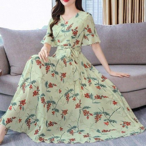 New Style Summer Slim Milk Silk Dress Women Temperament High Waist Dresses