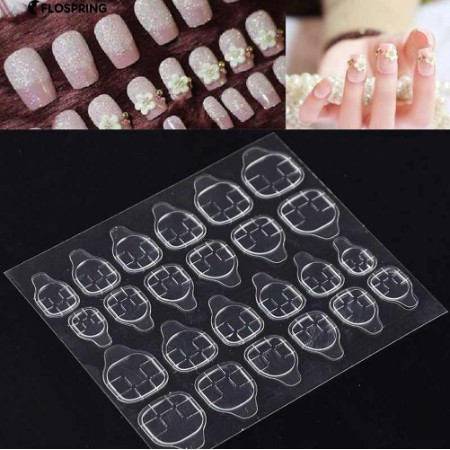 Double-side Glue Sticker Transparent Flexible Fake Nail Tips Adhesive Nail Glue Clear Sticker (6piece) 