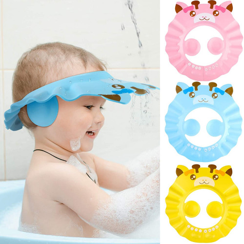 1Pcs Kids Shower Cap with Ear Protection Bath Caps Adjustable Soft Shampoo Bathing Hat Cap for Kids Toddler