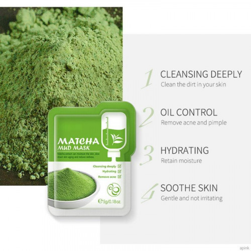 LAIKOU 12 Pcs Matcha Mud Mask Deep Cleansing Moisturizing Anti-aging Reduce Redness Face Mask