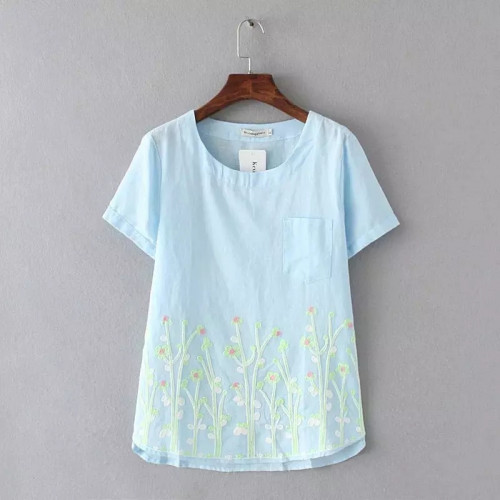 Fashionable Ladies Tops Short Sleeve Cotton Tops For Women 