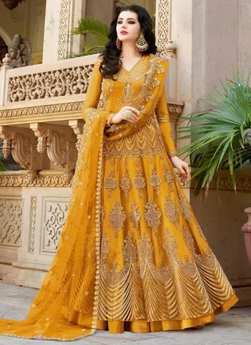 Premium Quality Unstitched Gown with Embroidery Work