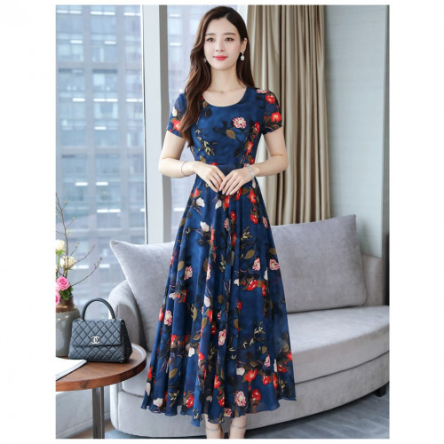 Floral long dress Women Evening Dress Short Sleeve