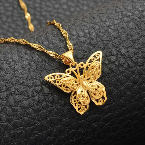 Butterfly Gold Plate Locket Necklace