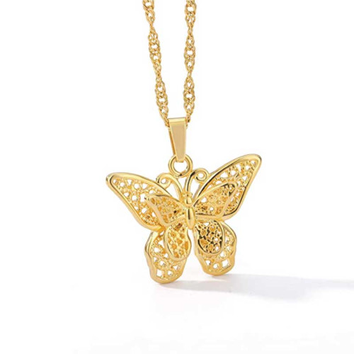 Butterfly Gold Plate Locket Necklace