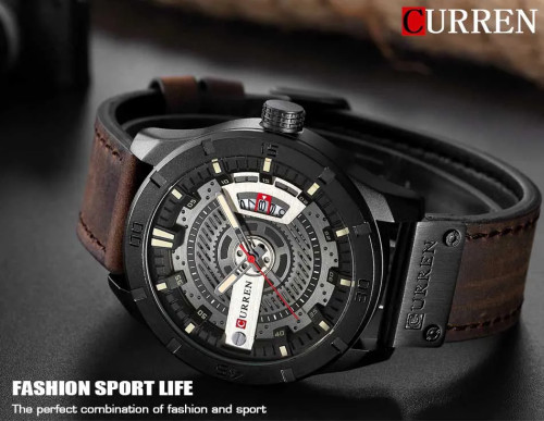 CURREN 8301 Men’s PU Leather Quartz Watch