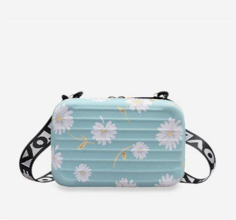 Girls Daisy Print Suitcase Shaped Crossbody Bag