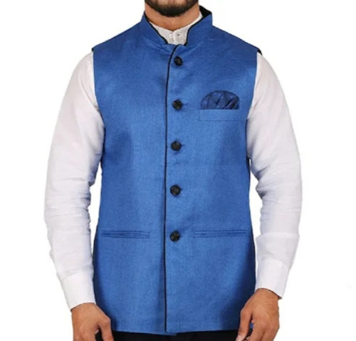 Light Blue Solid Nehru Jacket