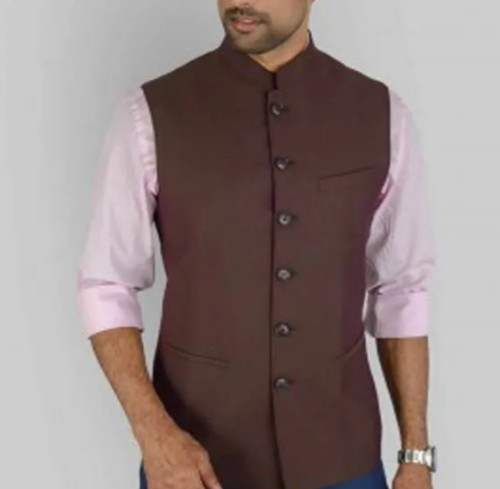 Brown Solid Nehru Jacket