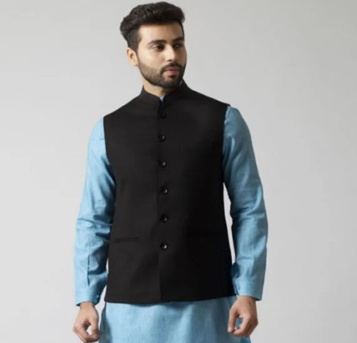 Black Solid Nehru Jacket