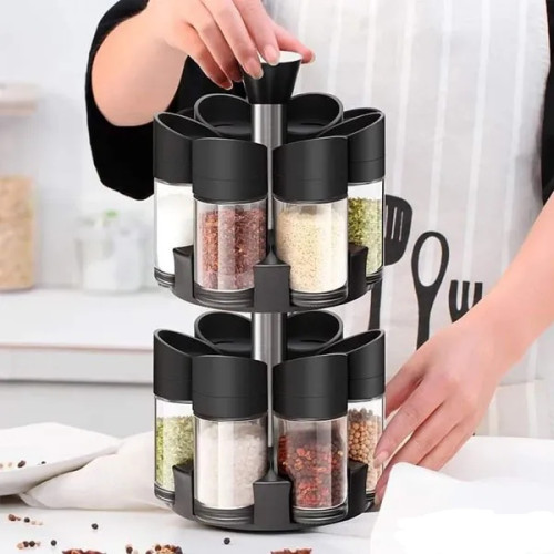 Spice Rack Set Of 12 Pieces Rotatable Tray