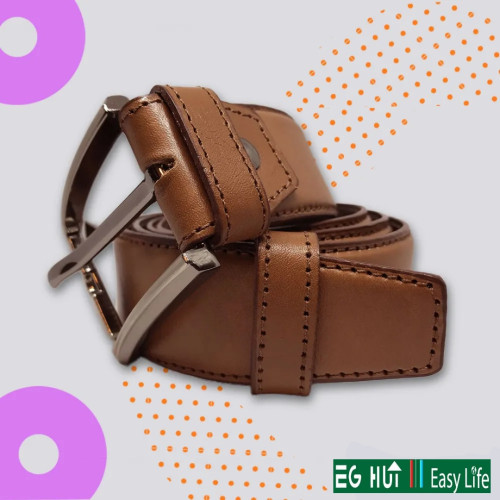 Double Layer Genuine Leather Belt Brown