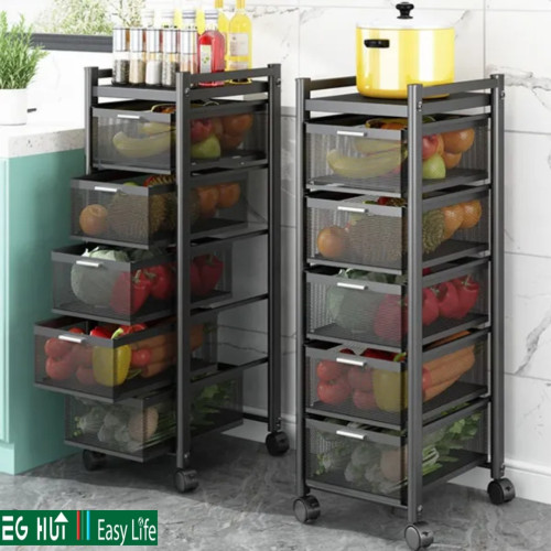 Multi-Functional Fruit And Vegetable Drawer Type Storage Rack