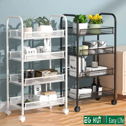 Steel Storage Shelve With Wheels 4 Layers