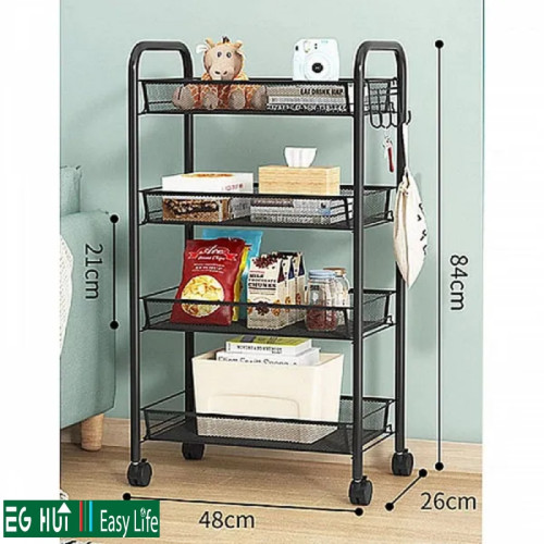 Steel Storage Shelve With Wheels 4 Layers