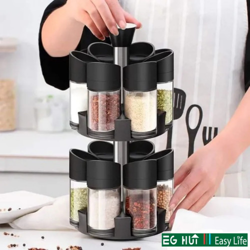 Spice Rack Set Of 12 Pieces Rotatable Tray